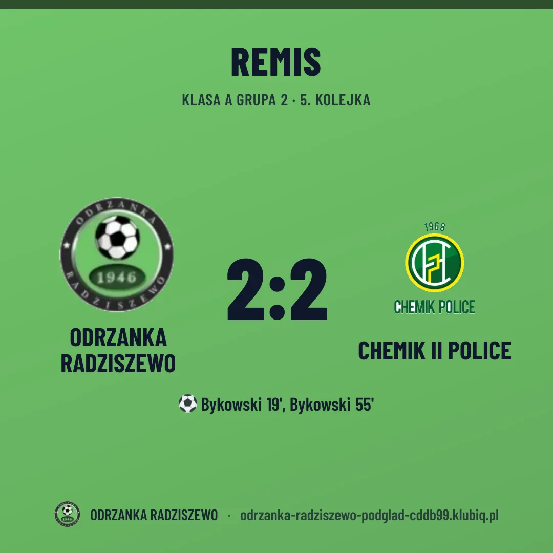 Odrzanka Radziszewo 2:2 CHEMIK II Police